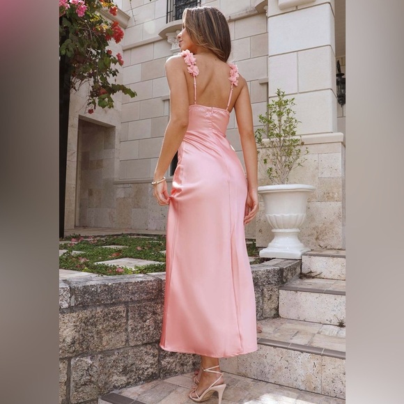 Hello Molly Dresses & Skirts - Hello Molly Pink Satin Maxi Dress